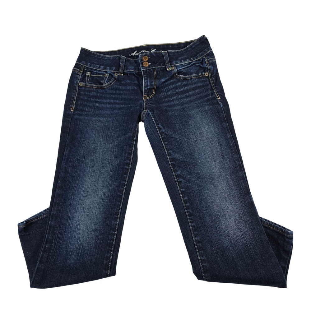 American Eagle Artist Flare Jean Dark Wash Low Rise Stretch Denim Size 2 Regular
